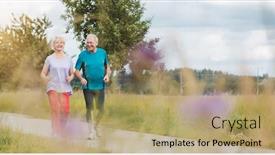  Presentation with senior couple - PPT theme enhanced with fit-and-active-senior-couple background and a coral colored foreground
