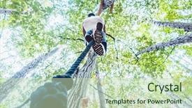  Presentation with climbing - Slides consisting of fit and athletic man climbing background and a soft green colored foreground