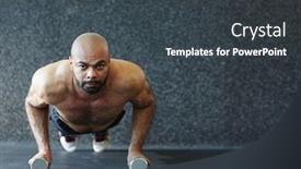  Presentation with floor - Theme consisting of fit-and-muscular-man-doing background and a dark gray colored foreground