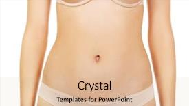  Presentation with slim belly - PPT theme having fit and slim young woman belly background and a lemonade colored foreground