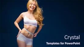  Presentation with sport blue - Presentation theme enhanced with fit and sporty blonde woman posing over blue background sport fitness diet weight loss and healthcare concept background and a navy blue colored foreground