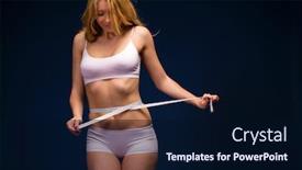  Presentation with sport blue - Presentation design consisting of fit and sporty blonde woman posing over blue background sport fitness diet weight loss and healthcare concept background and a wine colored foreground