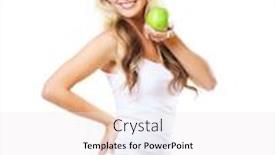  Presentation with healthy nutrition - Beautiful PPT theme featuring fit and sporty girl in white underwear beautiful and healthy woman eating green apple isolated on white background sport fitness diet weight loss nutrition and healthcare concept backdrop and a sky blue colored foreground