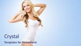  Presentation with sport blue - Colorful slide set enhanced with fit and sporty girl in white underwear beautiful and healthy woman posing isolated on blue background sport fitness diet weight loss and healthcare concept backdrop and a sky blue colored foreground