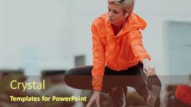  Presentation with activity - Presentation design enhanced with fit-attractive-woman-in-sportswear background and a tawny brown colored foreground