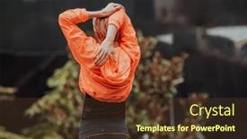  Presentation with activity - Presentation with fit-attractive-woman-in-sportswear background and a tawny brown colored foreground