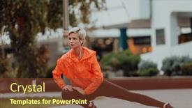  Presentation with activity - Slide deck consisting of fit-attractive-woman-in-sportswear background and a tawny brown colored foreground