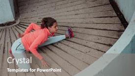  Presentation with activity - Slides having fit-attractive-woman-in-sportswear background and a gray colored foreground