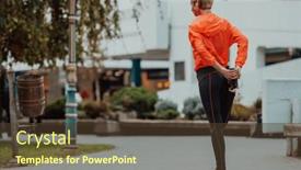  Presentation with activity - Presentation with fit-attractive-woman-in-sportswear background and a tawny brown colored foreground