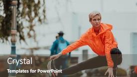  Presentation with activity - Theme enhanced with fit-attractive-woman-in-sportswear background and a tawny brown colored foreground