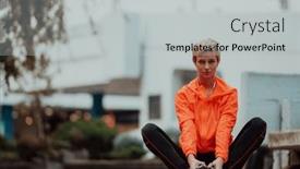  Presentation with activity - Slides having fit-attractive-woman-in-sportswear background and a light gray colored foreground