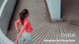  Presentation with activity - Presentation theme featuring fit-attractive-woman-in-sportswear background and a gray colored foreground