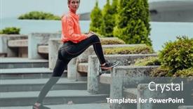  Presentation with activity - Presentation theme having fit-attractive-woman-in-sportswear background and a gray colored foreground