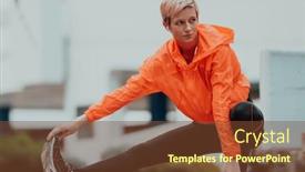  Presentation with activity - PPT theme with fit-attractive-woman-in-sportswear background and a tawny brown colored foreground