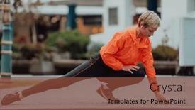  Presentation with activity - Presentation with fit-attractive-woman-in-sportswear background and a tawny brown colored foreground