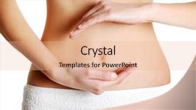  Presentation with circle - PPT theme enhanced with fit belly closeup and hands background and a coral colored foreground