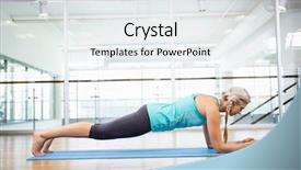 Presentation with exercise mat - Colorful theme enhanced with fit blonde doing exercise on mat in fitness studio backdrop and a white colored foreground
