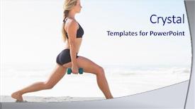  Presentation with lung - Amazing PPT layouts having fit blonde doing weighted lunges backdrop and a sky blue colored foreground