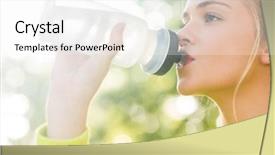  Presentation with bottle - Presentation theme featuring fit blonde drinking from sports background and a white colored foreground