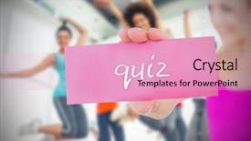  Presentation with quiz - Presentation theme consisting of fit blonde holding card saying quiz against dance class in gym background and a lemonade colored foreground