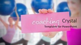  Presentation with coaching - Beautiful slides featuring fit blonde holding card saying coaching against fitness class in gym backdrop and a lemonade colored foreground
