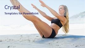  Presentation with pilates - Cool new slide set with fit blonde in core balance backdrop and a sky blue colored foreground