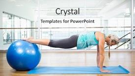  Presentation with exercise mat - Theme featuring fit blonde planking on mat with exercise ball in fitness studio background and a white colored foreground