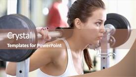  Presentation with weightlifting - Audience pleasing slide deck consisting of fit brunette practicing weightlifting backdrop and a coral colored foreground