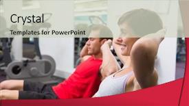  Presentation with gym ball - Colorful slides enhanced with fit couple doing sit ups on exercise ball at the gym backdrop and a soft green colored foreground