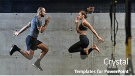  Presentation with physical fitness - Slide deck consisting of fit-couple-exercising-various-types background and a gray colored foreground