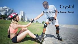  Presentation with blade - Slides having couple getting ready to roller background and a light blue colored foreground