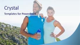  Presentation with summit - PPT layouts consisting of fit couple standing at summit on a sunny day background and a sky blue colored foreground