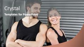  Presentation with crossfit - Beautiful PPT theme featuring fit couple with arm crossed at crossfit gym backdrop and a gray colored foreground
