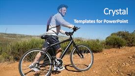  Presentation with bike - Presentation enhanced with fit cyclist pushing bike uphill background and a  colored foreground