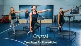  Presentation with exercise sport - Colorful slides enhanced with fit exercise on sport trampoline backdrop and a ocean colored foreground