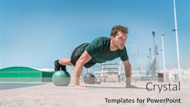  Presentation with gym ball - PPT layouts featuring fit-exercises-man-strength-training background and a lemonade colored foreground