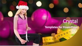  Presentation with festive - Colorful PPT theme enhanced with fit festive young blonde measuring her thigh against measuring tape backdrop and a violet colored foreground