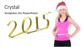  Presentation with festive - Colorful slide deck enhanced with fit festive young blonde measuring her waist against 2015 in tape backdrop and a white colored foreground