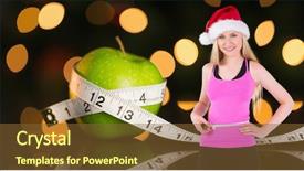  Presentation with festive - Audience pleasing slide deck consisting of fit festive young blonde measuring her waist against measuring tape backdrop and a tawny brown colored foreground