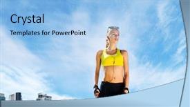  Presentation with pittsburgh city and sports - Audience pleasing slides consisting of fit girl over city background backdrop and a light blue colored foreground