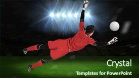  Presentation with goal - Colorful presentation enhanced with fit goal keeper jumping up backdrop and a tawny brown colored foreground