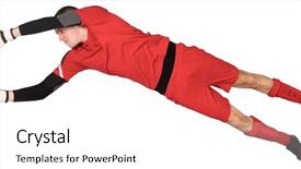  Presentation with goal - Amazing slide set having fit goal keeper jumping up backdrop and a  colored foreground