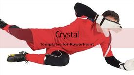  Presentation with jumping mouse - Cool new PPT theme with fit goal keeper jumping up backdrop and a red colored foreground