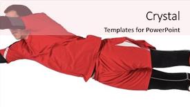  Presentation with multiethnics familly jumping in the air - Slide set having fit goal keeper jumping up background and a lemonade colored foreground