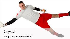  Presentation with goal - Cool new presentation design with fit goal keeper jumping up backdrop and a  colored foreground