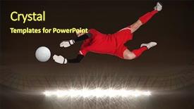  Presentation with football stadium - Presentation design enhanced with fit goal keeper jumping up background and a wine colored foreground