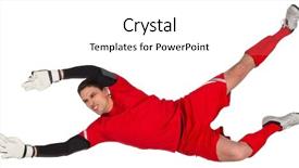  Presentation with multiethnics familly jumping in the air - Presentation theme consisting of fit goal keeper jumping up background and a white colored foreground