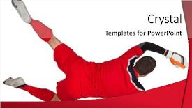  Presentation with goal - Presentation design featuring fit goal keeper jumping up background and a  colored foreground