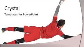  Presentation with mission vision goal - Slide deck having fit goal keeper jumping up background and a white colored foreground