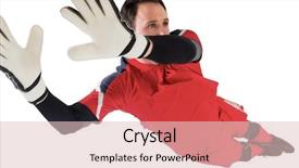  Presentation with mission vision goal - Cool new presentation theme with fit goal keeper jumping up backdrop and a  colored foreground